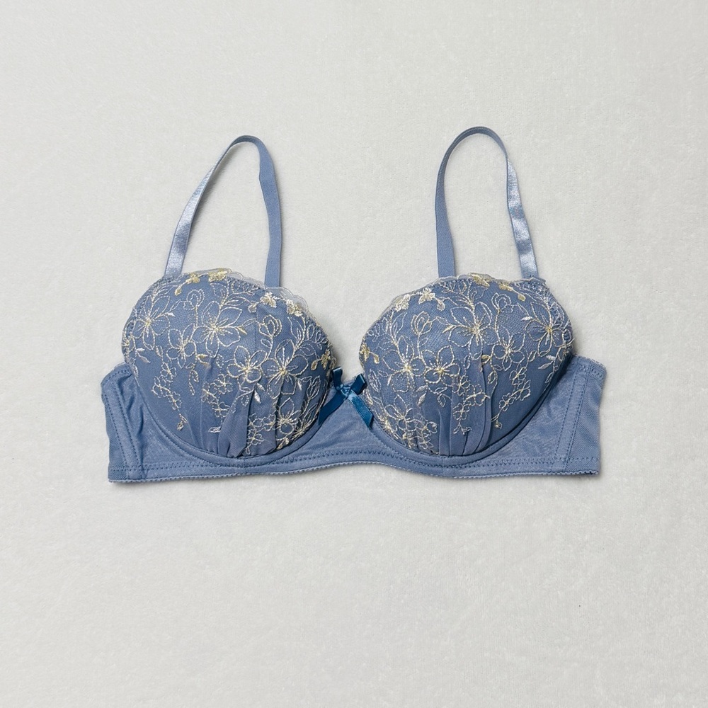 5 bras for $46！US-32C Japanese Brand tutu.anna Embroidery Satin Bow Bra Girls